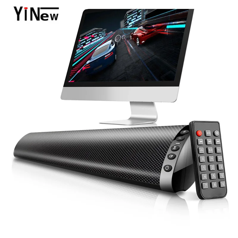 YINEW Bluetooth 5.0 FM Soundbar Wireless Speaker 20W Home Theater Column Surround Sound System Stereo Wall-Mounted Speaker