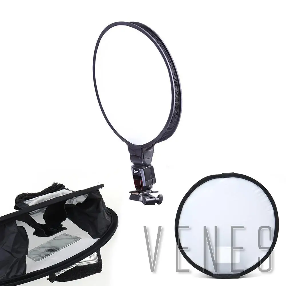 12" 30cm Mini Ring Flash Speedlite Softbox Round White-balance Diffuser Collapsible Round Softbox