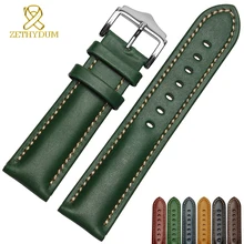 Genuine leather bracelet handmade watchband 18 20mm 22mm watch band green blue color  Wrist watch strap wristwatches wholesale