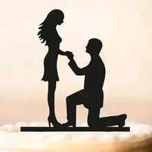 Изготовленный На Заказ Топпер для торта невесты и жениха, индивидуальное предложение силуэта помолвки, предложение Топпер для торта, романтичный Свадебный Топпер для торта