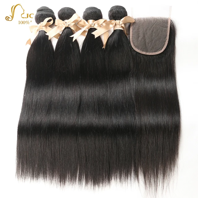 Best Offers Peruvian Hair 4 Bundles With 4x4 Lace Closure 8 To 28 Inch Straight 100% Human Hair Extensions Natural Black Color Best Offers Peruvian Hair 4 Bundles With 4x4 Lace Closure 8 To 28 Inch Straight 100% Human Hair Extensions Natural Black Color