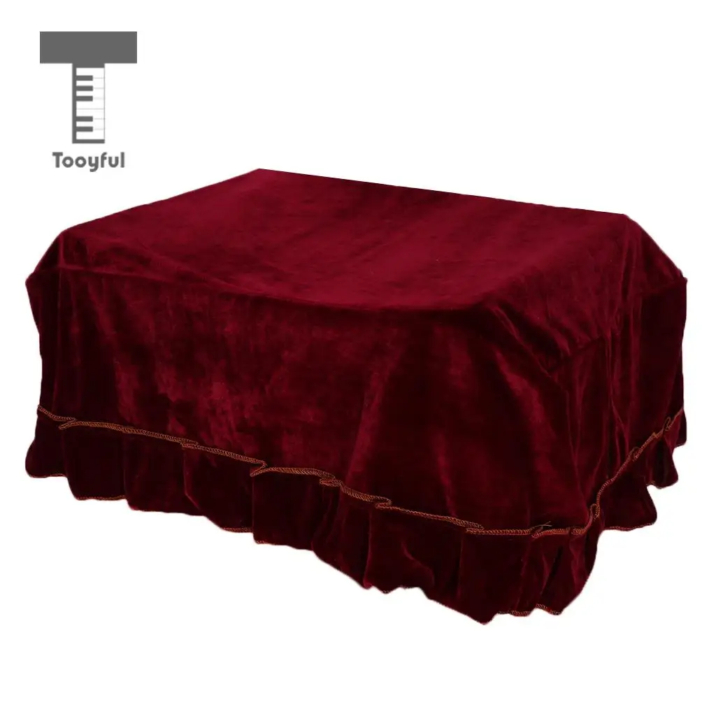 Tooyful Pleuche Piano Stool Chair Cover for Piano Single Seat Bench Claret
