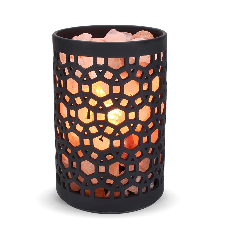 

natural himalayan Crystal salt lamp Light Mood Creator led Air Purifier Creator Indoor lava decor table light black bedside