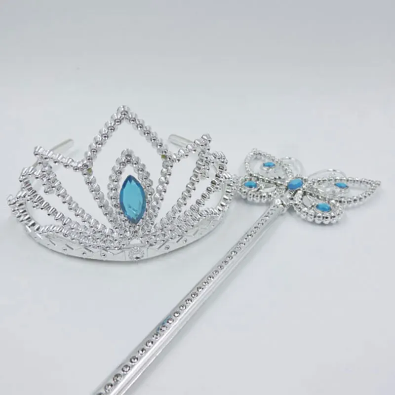 

Prom Crown Coat Set Blue Silver Plated Plastic Queen Jewelry Sets For Baby Girls Children Cute Gifts