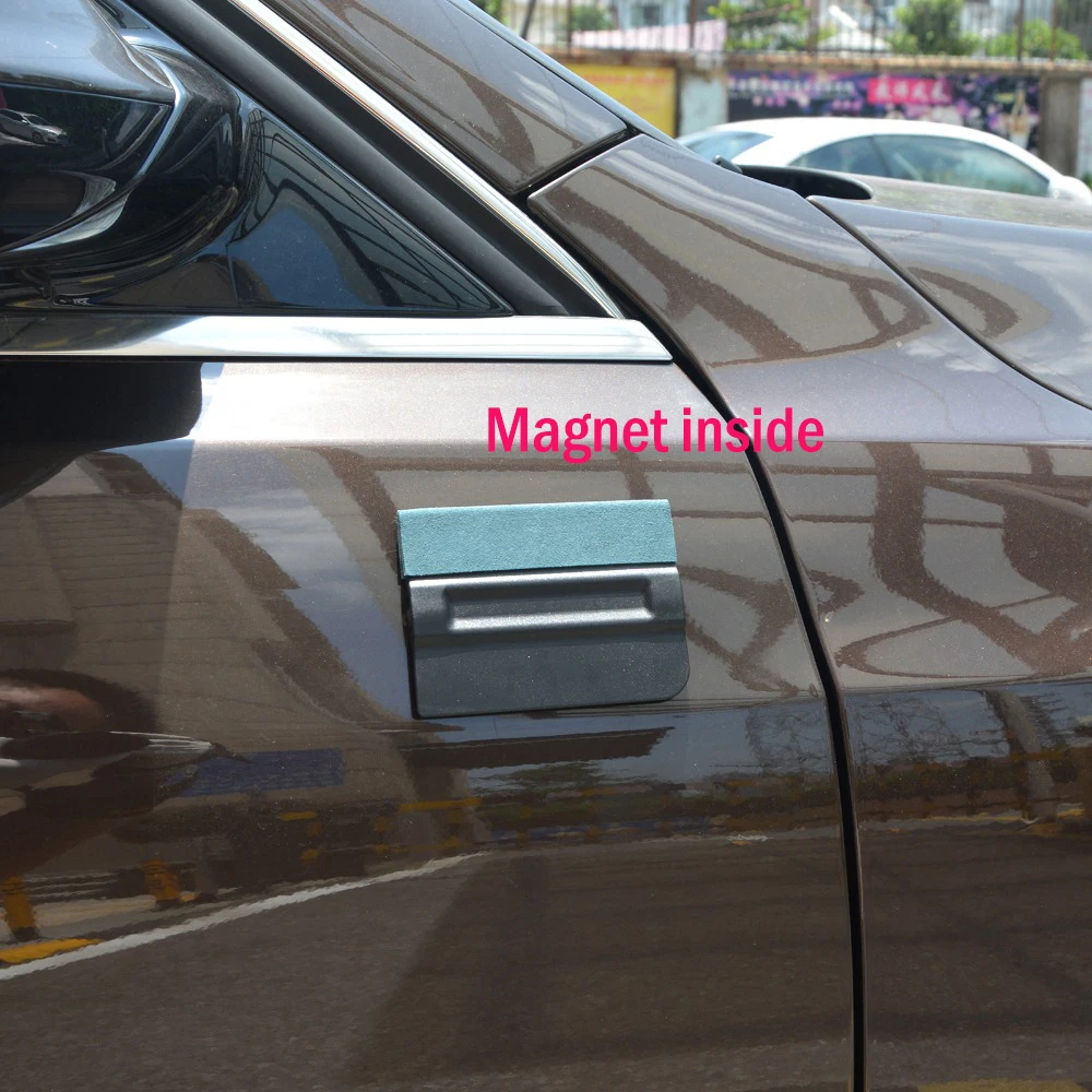 FOSHIO 5pcs Carbon Fiber Vinyl Film Car Wrap Magnetic Squeegee Window Tint No Scratch Suede Felt Magnet Scraper Car Sticker Tool