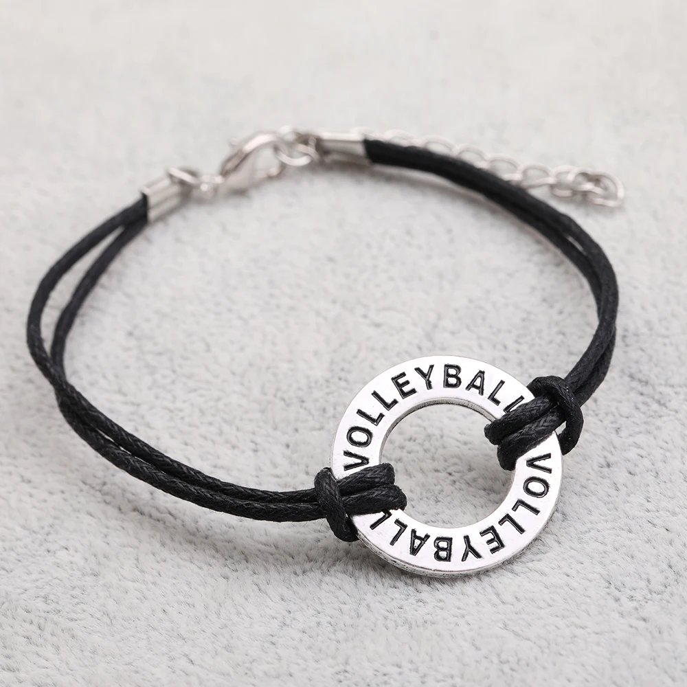 Dawapara плетеный браслет черного цвета браслет с надписью «волейбол» слово круглый ручной работы браслет для женщин или мужчин ювелирные изделия