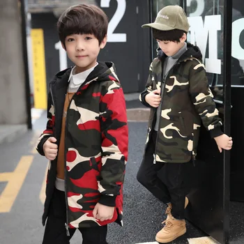 

4-14T Children's clothing boy jacket autumn and winter children thick coat plus velvet thickening kids boys outerwear jackets