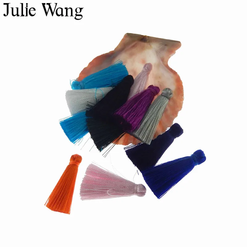 Julie Wang 10PCS Colorful Simple Cotton Tassel For Earring Pendant Charms Keychain Cellphone Straps Purses Jewelry Accessories