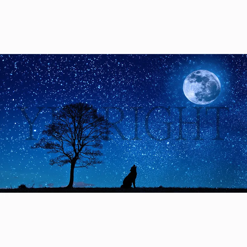 

5D DIY Full Square Diamond Painting Cross Stitch "Yelp At The Moon" 3D Diamond Embroidery Rhinestone Mosaic Home Decor