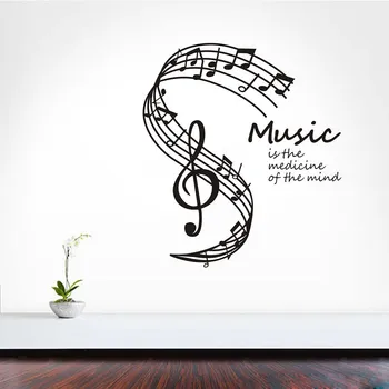 

Music Is The Medicine Of The Mind Sticker Home Decor Living Room Removable Musical Notes Wall Sticker Mural Decals Accessories