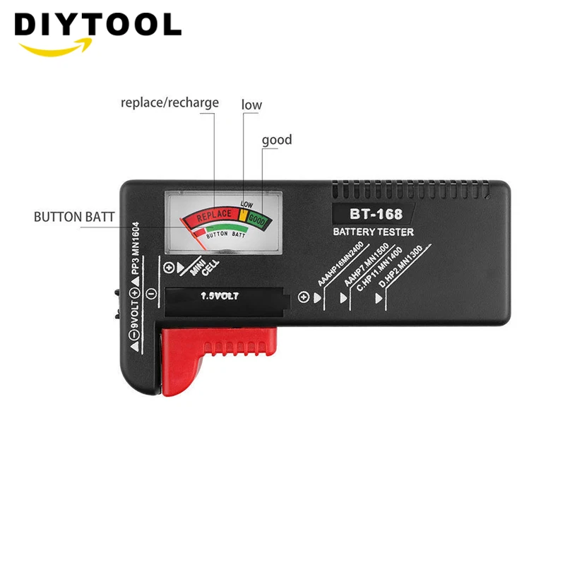 Тестер батареи Цифровой тестер емкости батареи Проверьте уровень мощности для AA/AAA/C/D/9 В/1,5 В батареи BT-168