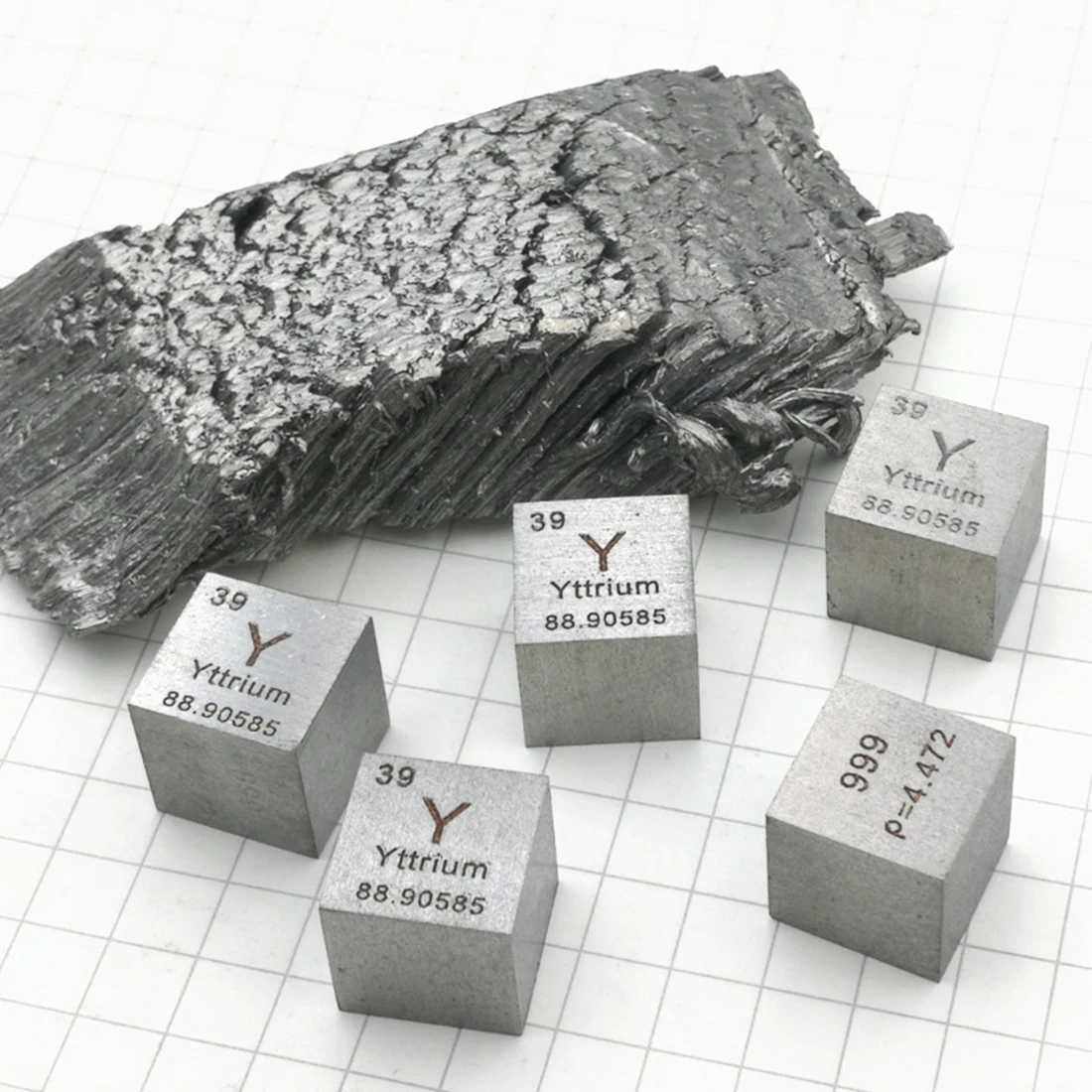  10 x 10 x 10mm Wiredrawing Metal Yttrium Cube Rare Elements Cube Periodic Table Of Elements Cube Gi