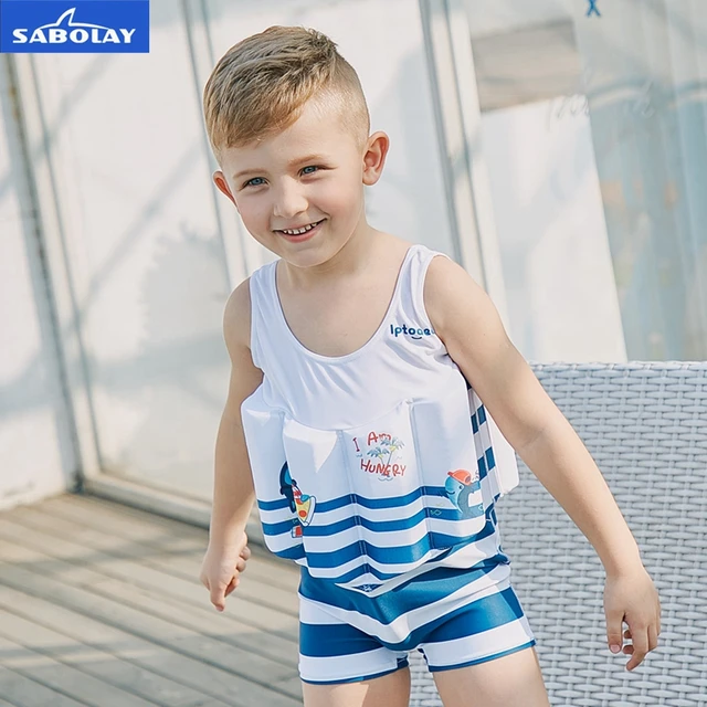 SABOLAY Children's Swimsuit Boys Elastic One Piece Summer Buoyant Vest ...