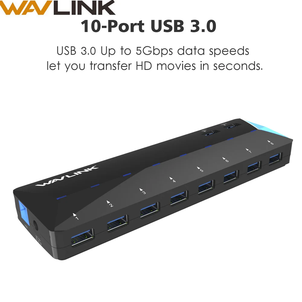 Wavlink 10 портов USB 3 0 концентратор многофункциональная Быстрая зарядка супер