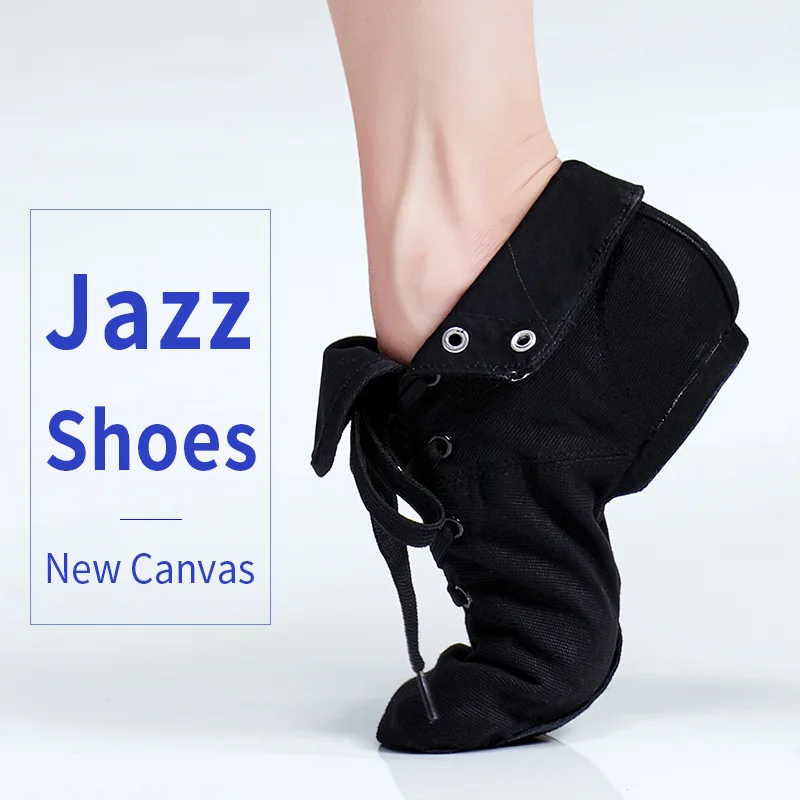 Jazz Shoes Canvas Jazz Dancing Shoes Ankel Length Dance Boots Split Sole Shoes For Girls Kids Adults Children China Size 26-45 6