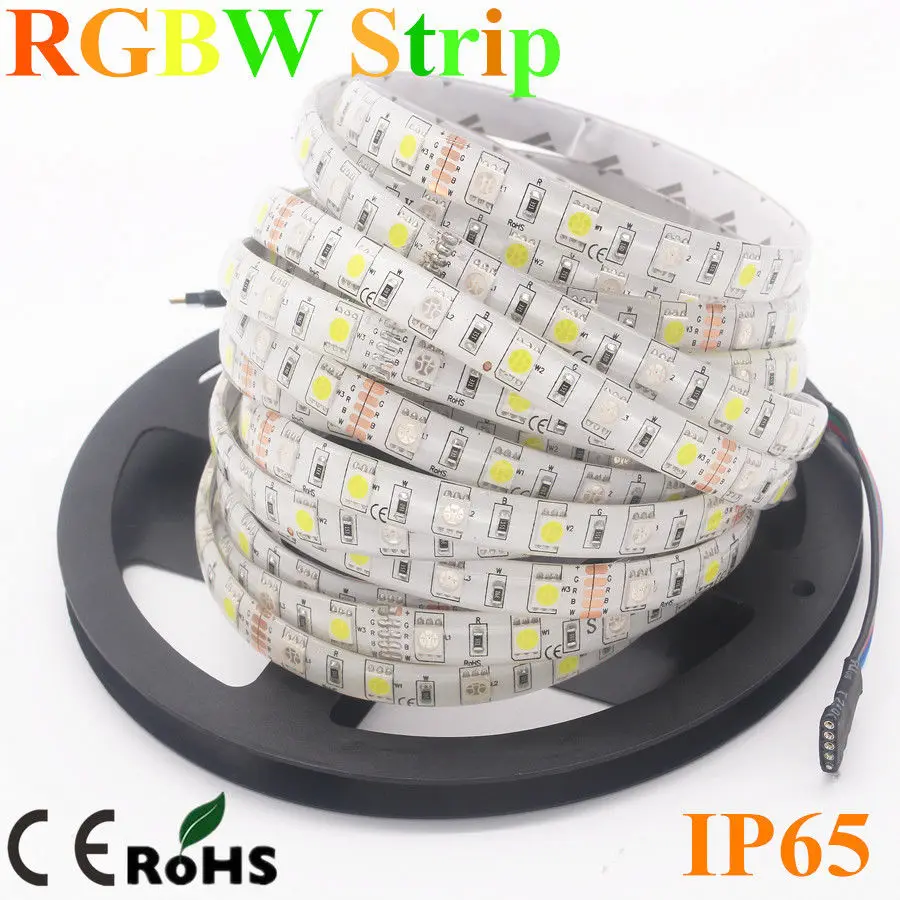 

5M Waterproof SMD 5050 RGBW/RGBWW Led Strip Light 60LEDs/m 5m/lot Flexible LED Light+Remote Controller+DC12V 5A Power Adapter