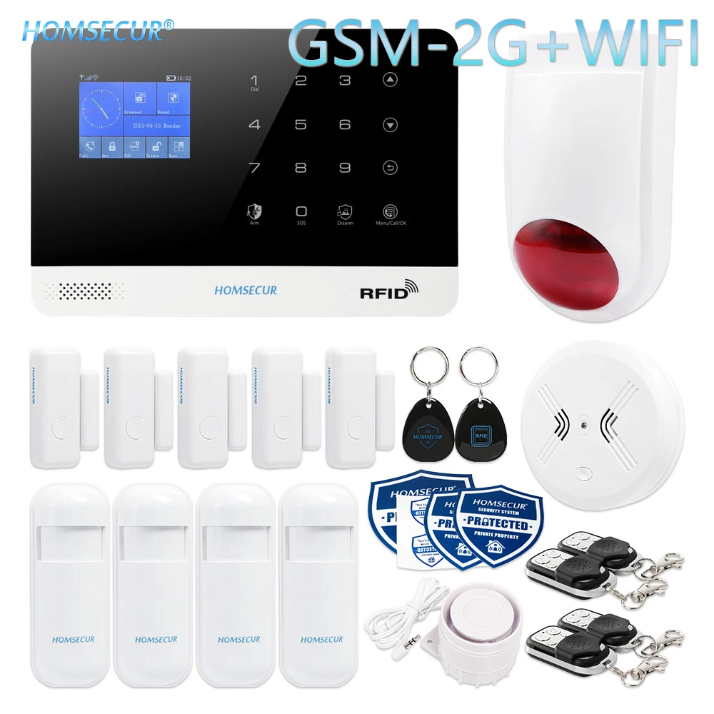 

HOMSECUR Wireless LCD 2G WIFI Home Alarm System with SOS Intercom (EN/DE/ES/RU/FR/PL/PT/IT Menu Adjustable)