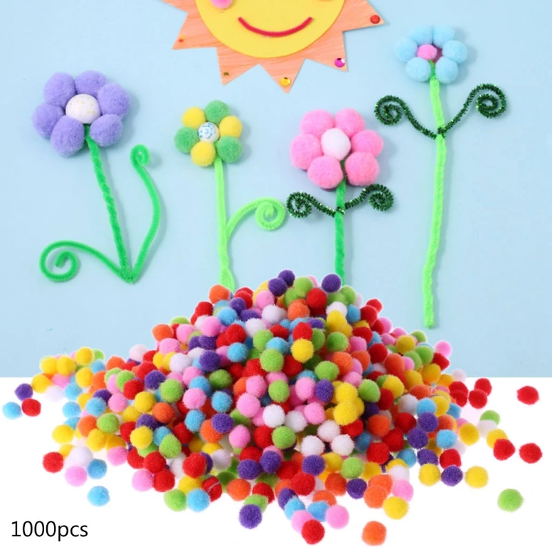 

1000Pcs Soft Round Fluffy Craft PomPoms Ball Mixed Color Pom Poms 12mm DIY Craft