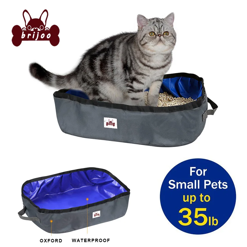 Foldable Cat Litter Box 18 x 12 Inch Folding Waterproof Litter Carrier Pet Cat Ketty Litter Pan Tray for Travel Camping Toilet