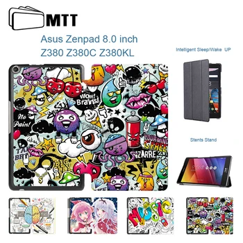

MTT PU Leather Case For ASUS Zenpad 8.0 inch Z380 Z380C Z380KL Magnetic Flip Stand Smart Cover Graffiti Print Tablet Case coque
