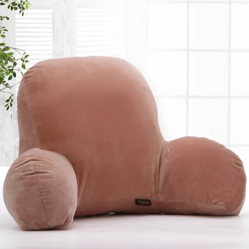 L067-KAYIYO Plush Fabric Lumbar Pillow Back Waist Cushion with Arm Support Bed Reading Rest Waist Chair Car Seat Pad Lumbar Cushion Cotton Linen (4)