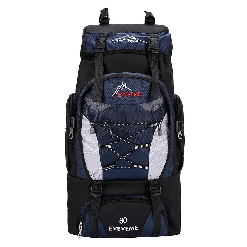 80l большой открытый водонепроницаемый рюкзак кемпинговая сумка Походные рюкзаки Водонепроницаемая альпинистская спортивная сумка для путешествий рюкзак - Цвет: Navy Blue