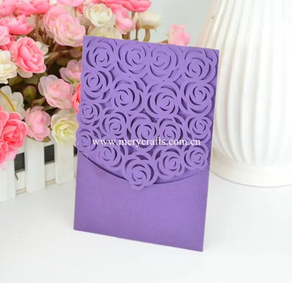 Us 240 Desain Unik Kartu Undangan Pernikahan Laser Cut Purple Rose Romantis Undangan Pernikahan 2017 In Kartu Undangan From Rumah Taman On