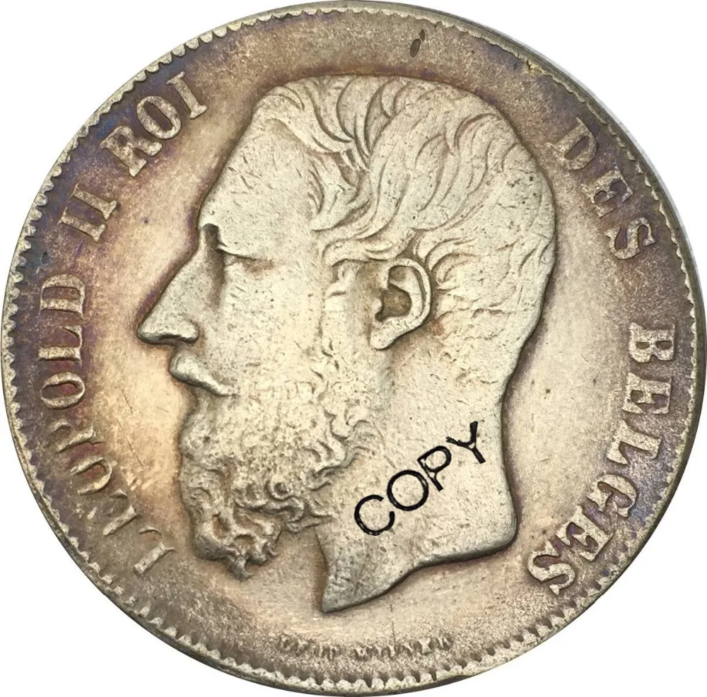 Золотая монета Leopold II 1866 Roi Des Belges медная с серебряным покрытием|Безвалютные