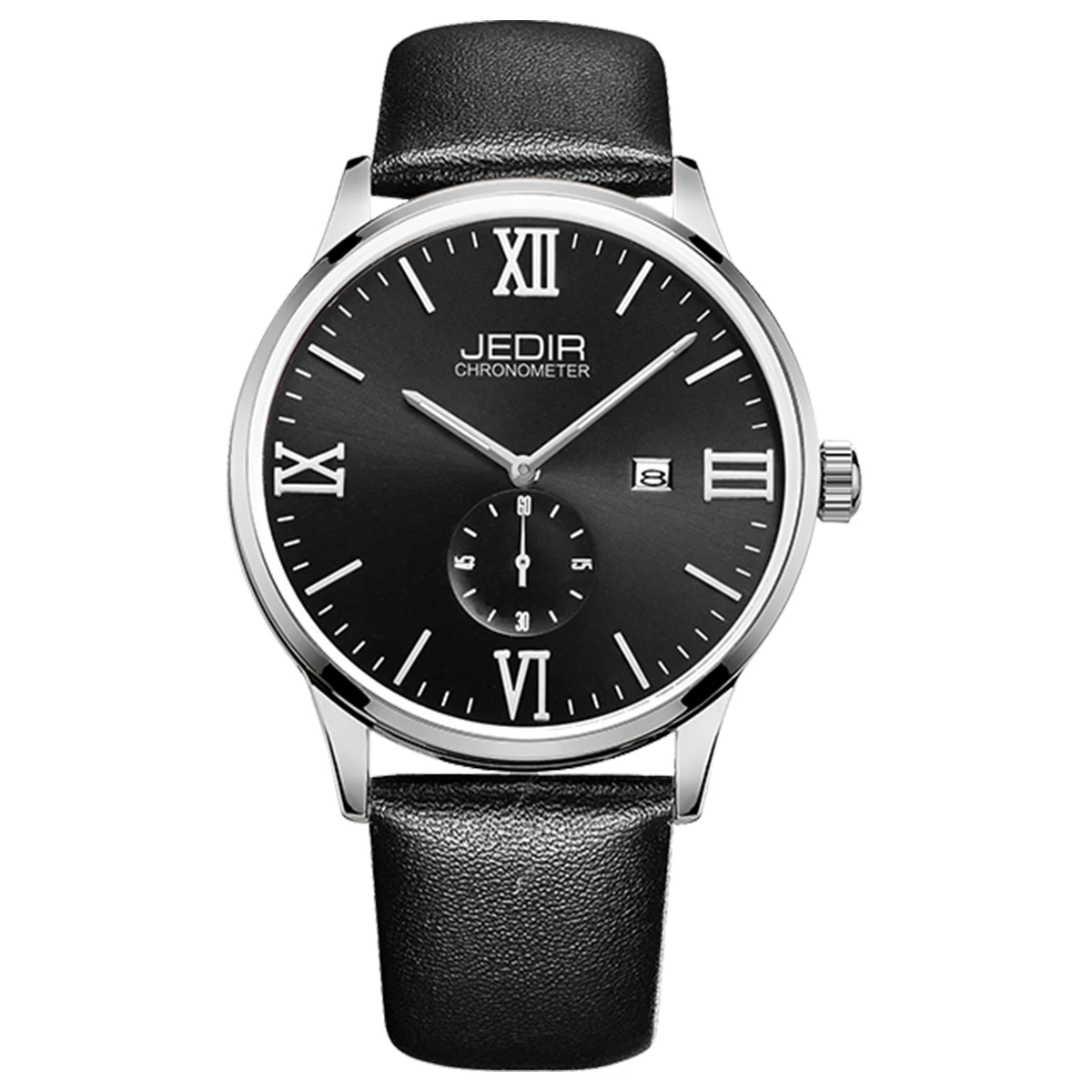 

JEDIR Roma Number Nail Shape Scale Quartz Movement Small Second Dial Calendar Buckle Hardlex Window Fashion Casual Men Watch