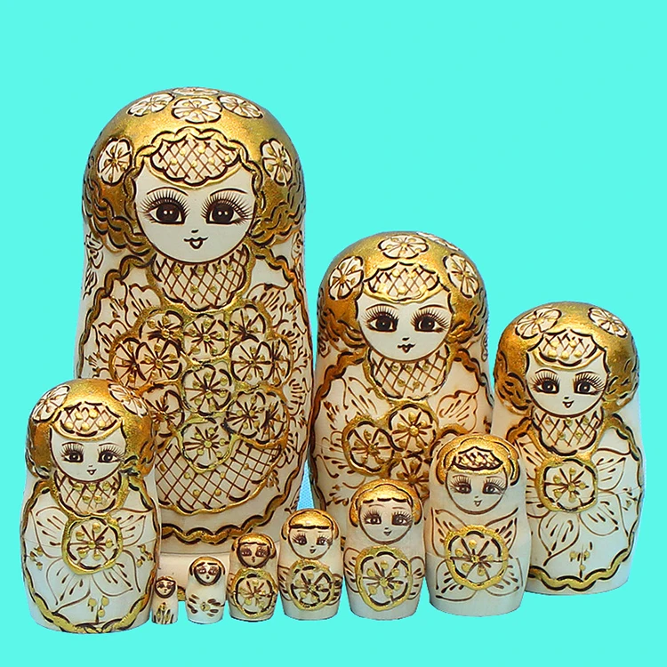 10pcs Russian Wooden Nesting Doll Set Christmas Santa Claus Hand Painted