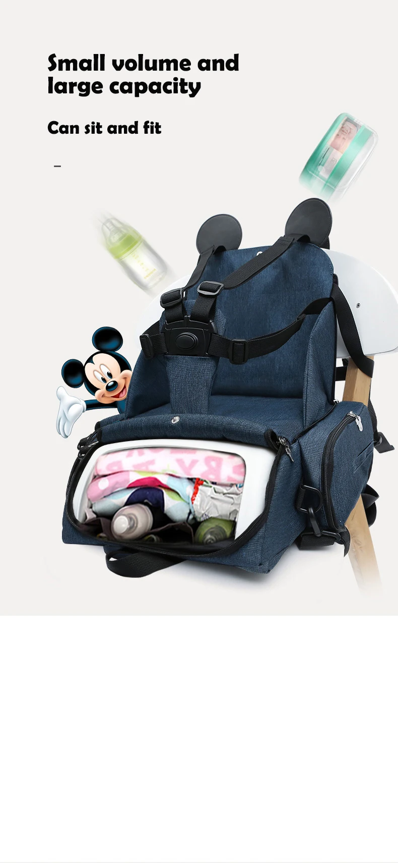 Disney Mummy Maternity Diaper Bag Large Nursing Travel Backpack Designer Sitting Stool Stroller Baby Bag Care Nappy Backpack