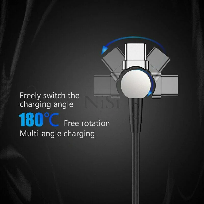 

180 Rotation Magnetic Ring Charging Cable Universal for iPhone Android Type-C HSJ-19