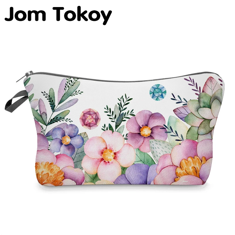 Jom Tokoy حقيبة تنظيم مستحضرات التجميل المكياج الزهور 3D الطباعة التجميل حقيبة أزياء المرأة العلامة التجارية حقيبة مستحضرات تجميل
