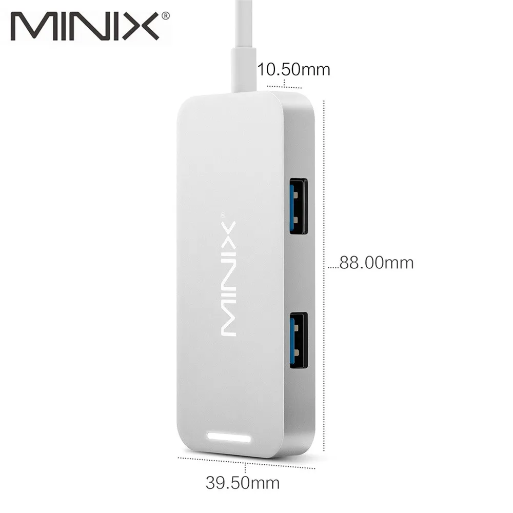 

MINIX NEO C Mini USB-C Multiport Adapter with HDMI Output UHD (3840x2160) 30Hz USB3.0 Silver Compatible with Apple MacBook