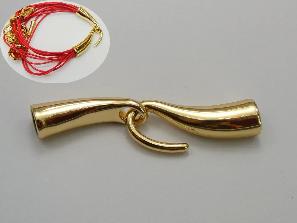 5 Sets Gold Tone Alloy Hook & Eye Clasp Glue in End Caps Fit 6mm Cords