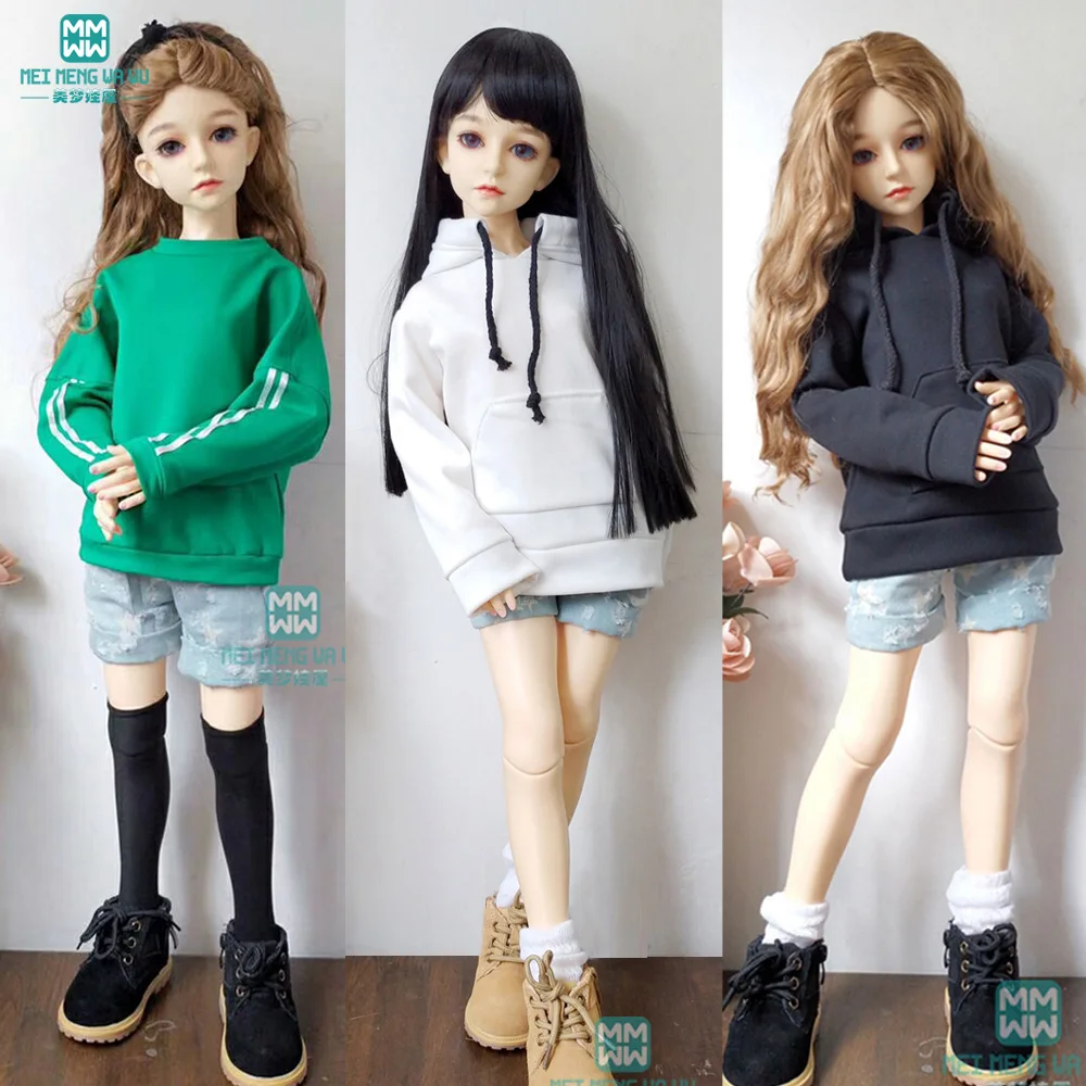 BJD Кукла Одежда для 1/3 BJD SD DD кукла Досуг Толстовка С Капюшоном Черный Белый Зеленый джинсовые шорты