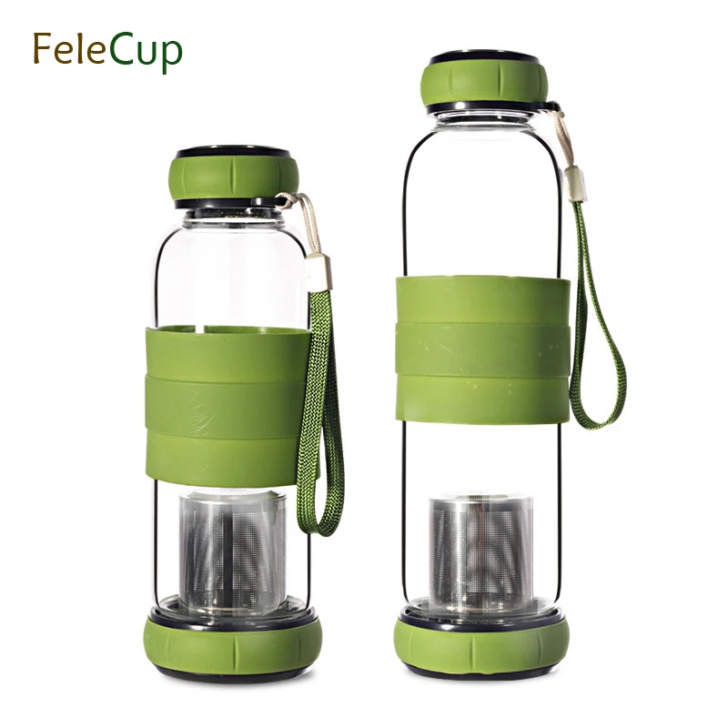 1pcs 420ML/550ML Glass Water Bottle Lemon Tea with Filter Sport Bottle