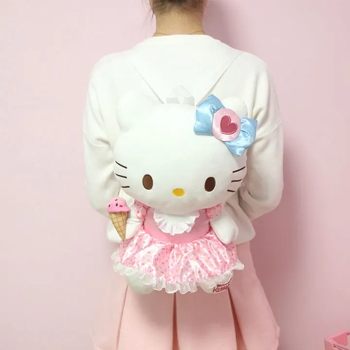 Милый мультяшный Плюшевый Рюкзак hello kitty My Melody, женский рюкзак hello kitty My Melody, детский школьный рюкзак для девочек, подарки для детей - Цвет: Белый