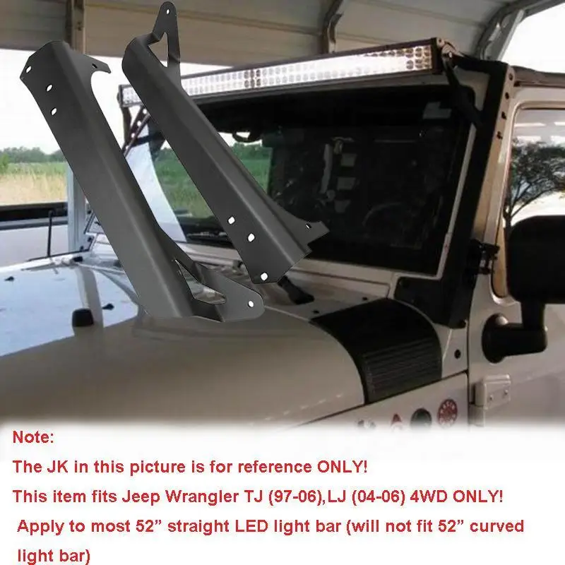 

Auxmart for Jeep Wrangler TJ 4WD 1997-2006 Mount Brackets 52"LED Light bar Straight for Jeep Wrangler Unlimited LJ 4WD 2004-2006