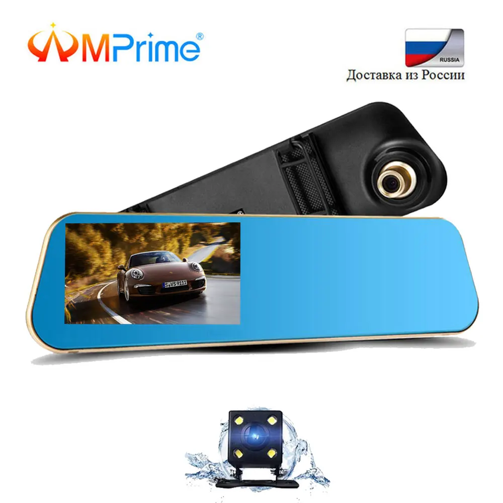 AMPrime 4,3 дюймов Автомобильный Dvr камера Full HD 1080 P автоматическая камера зеркало заднего вида с двойной объектив Dvr Авто регистратор, видеорегис...