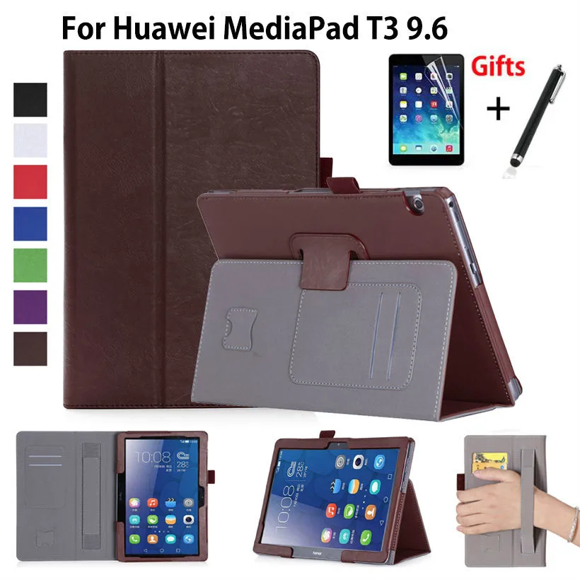 Для huawei MediaPad T3 10 AGS-W09 AGS-L09 AGS-L03 9,6 ''планшет чехол ручной держатель класса люкс из искусственной кожи чехол для Honor Play Pad 2 Funda+ защитная пленка