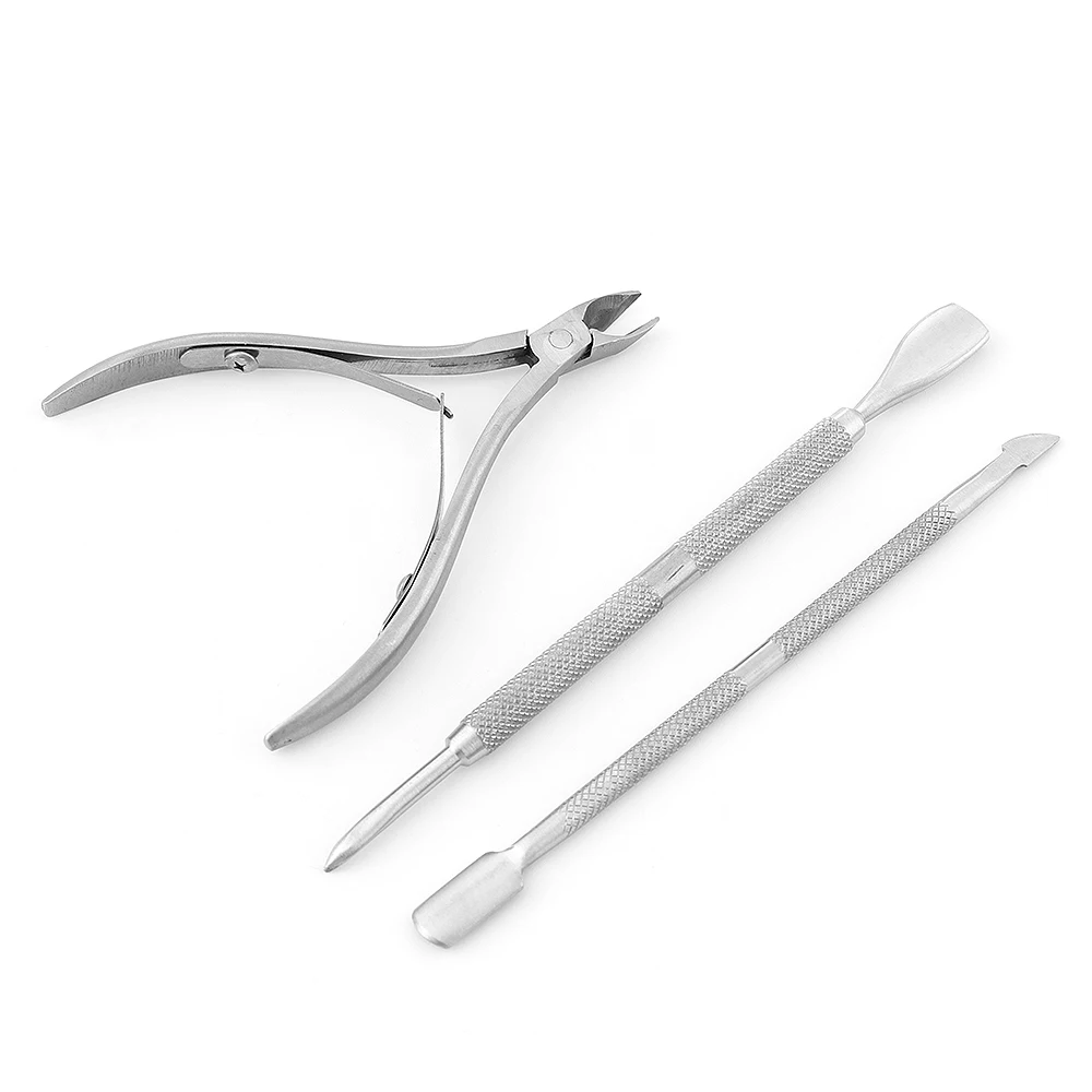 

3pcs/set Professional Nail Cuticle Scissors Pusher Remover Cutter Stainless Steel Cuticle Nipper Clipper Manicure Nail Art Tool