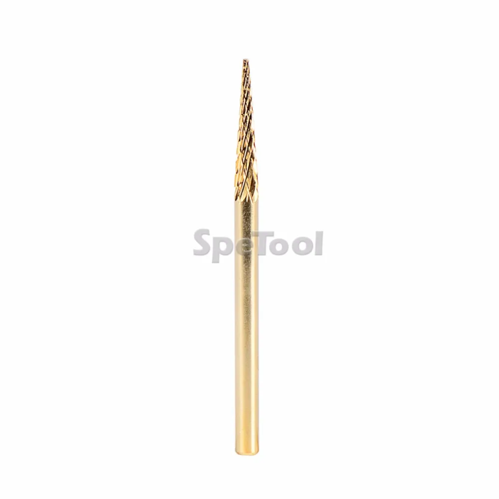 

SpeTool Gold Plated Tungsten Carbide Drill Bit Sharp Point Tip Medium Grit Accessories For Electric Manicure Machine (STG15)