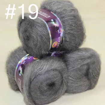 

Lot of 3 balls MOHAIR 50% Angora goats Cashmere 50% silk hand Yarn Knitting slate gray #19