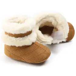 Теплые зимние ботинки для малышей хлопковые теплые плюшевые ботинки на меху для девочек мягкие ботинки для кроватки Высококачественная