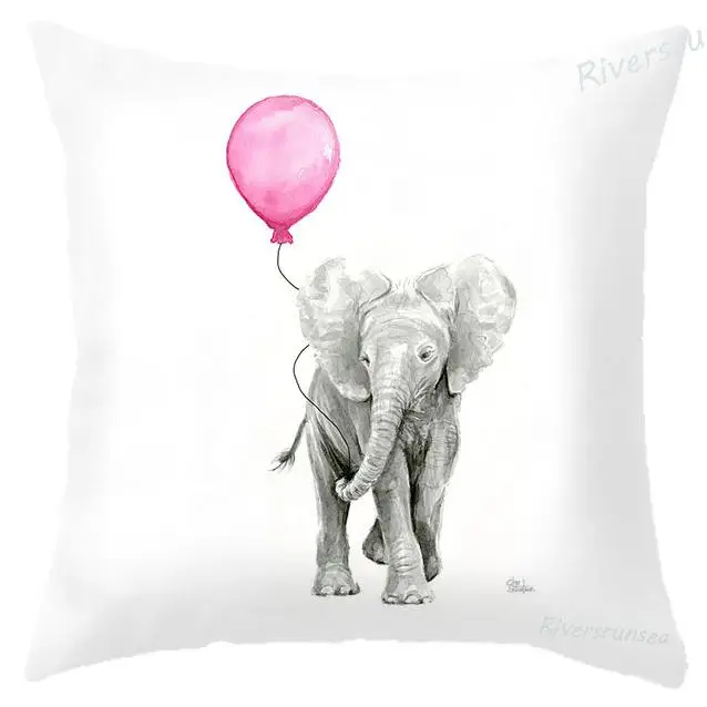 Черно-белая подушка с животными, простой воздушный шар, слон, Зебра, подушка-панда, милый мультяшный собака, розовый декоративный, с рисунком фламинго для дома - Цвет: A11