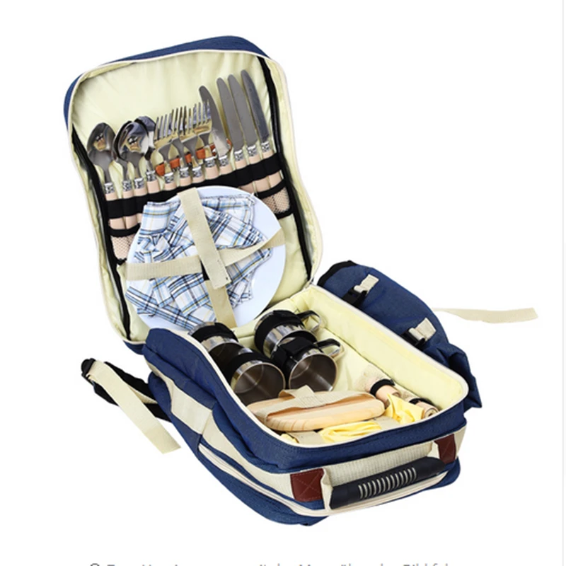 Outdoor Backpack With Tableware Handle Bag For Camping Hiking Picnic