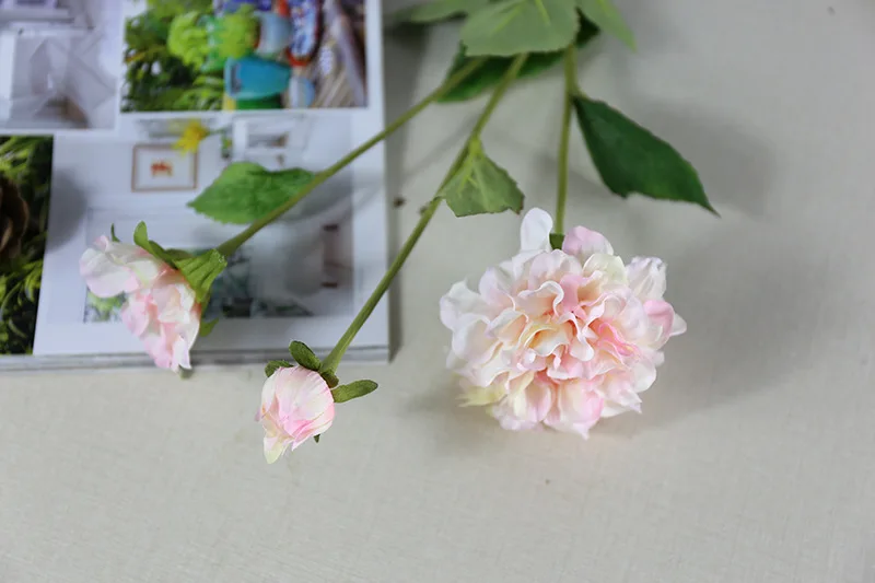 Flone 3 Heads Artificial Paeonia Flower Branch Simulation Silk Flowers Hydrangea Fake Flower Bouquet Home Party Decor Floral (16)