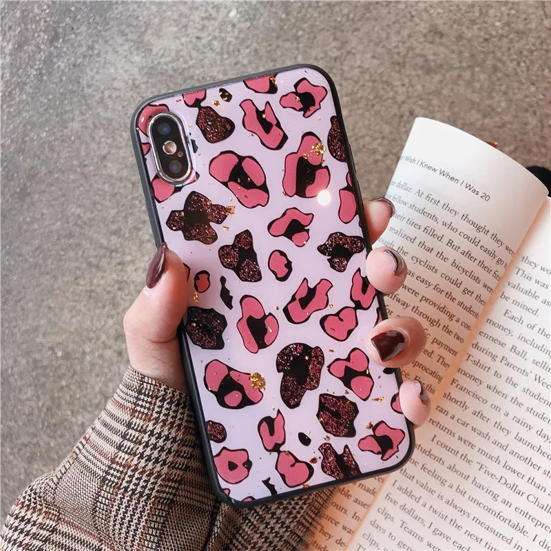 

Luxury Leopard Print Phone Cases For iphone X XS Max XR Case For iphone X 7/8 6 S 6 plus Back Cover Fashion Glossy Soft Capa