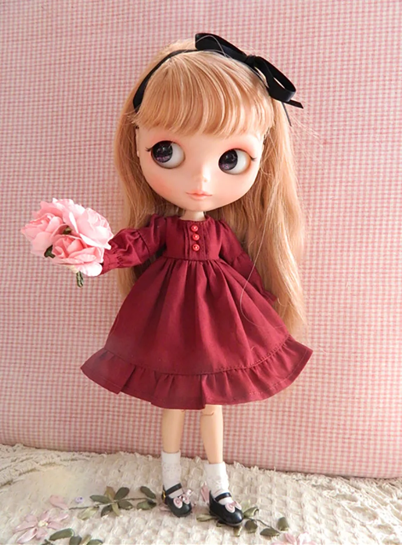 

1PCS Blyth Western-style Retro Dress Caramel Skirt for Blyth licca 1/6 Doll Clothing Dolls Accessories Clothes for Dolls